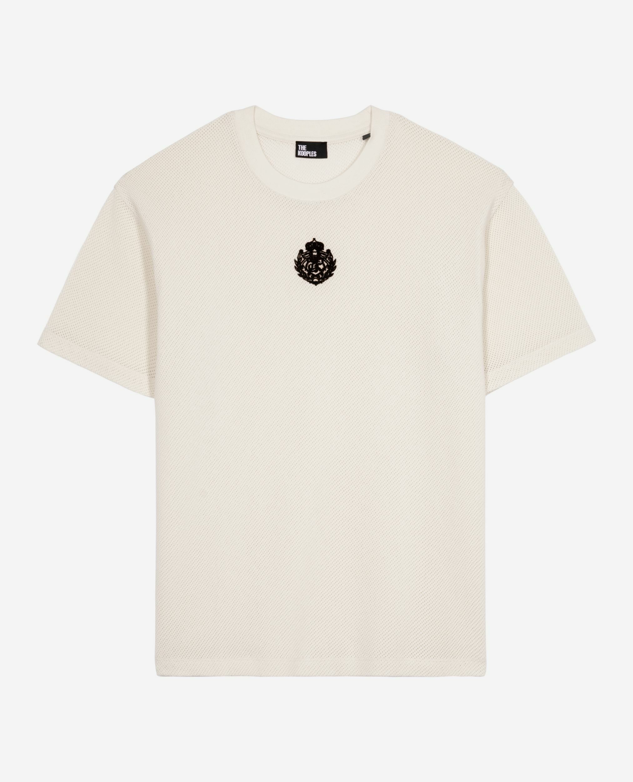 T-shirt avec blason en nid d'abeille écru, ECRU, hi-res image number null