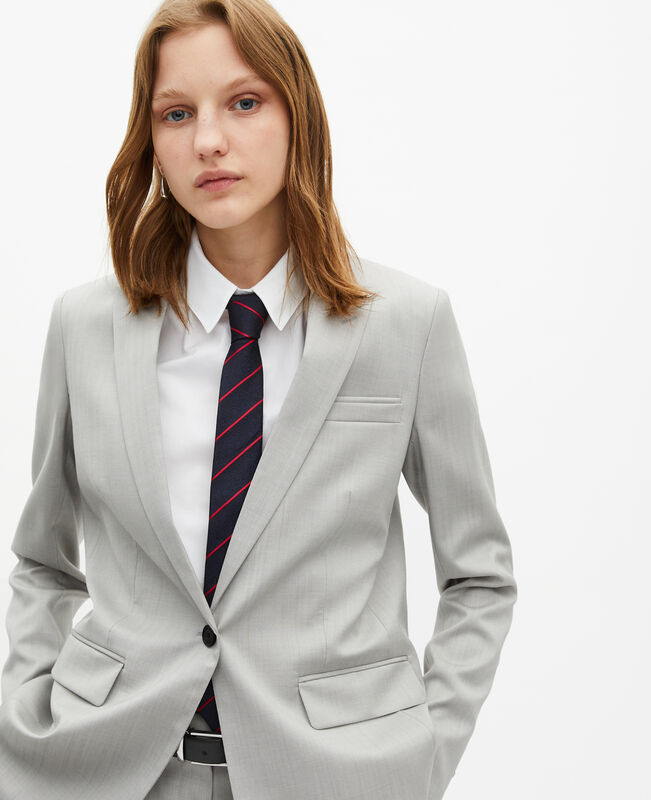 The Kooples FEMME BEIGE veste tailleur simple boutonnage grise