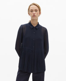 The Kooples FEMME NAVY chemise plissée marine