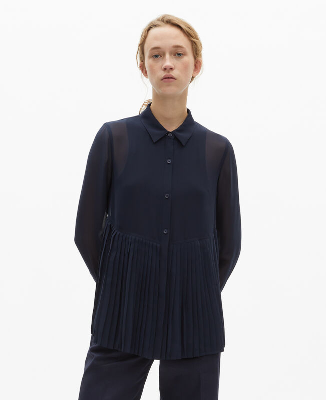 The Kooples FEMME NAVY chemise plissée marine