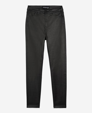 The Kooples FEMME BLACK jean slim effet cuir noir