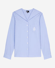 The Kooples FEMME BLUE WHITE chemise à rayures avec col vareuse bleue