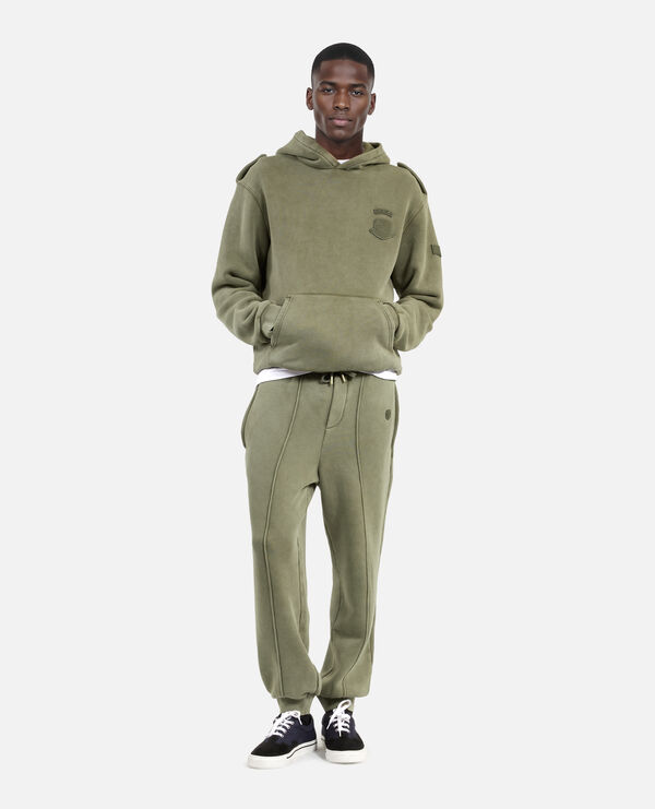 The Kooples HOMME KAKI sweatshirt à capuche avec patchs kaki