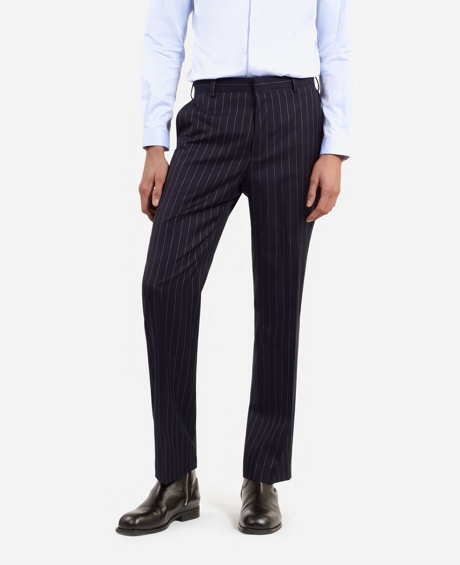 The Kooples MEN DARK NAVY blue pinstripe suit pants