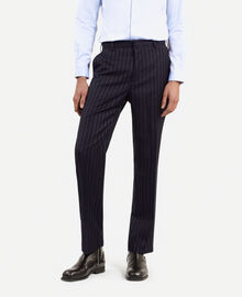 The Kooples HOMME DARK NAVY pantalon de costume à rayures bleu foncé