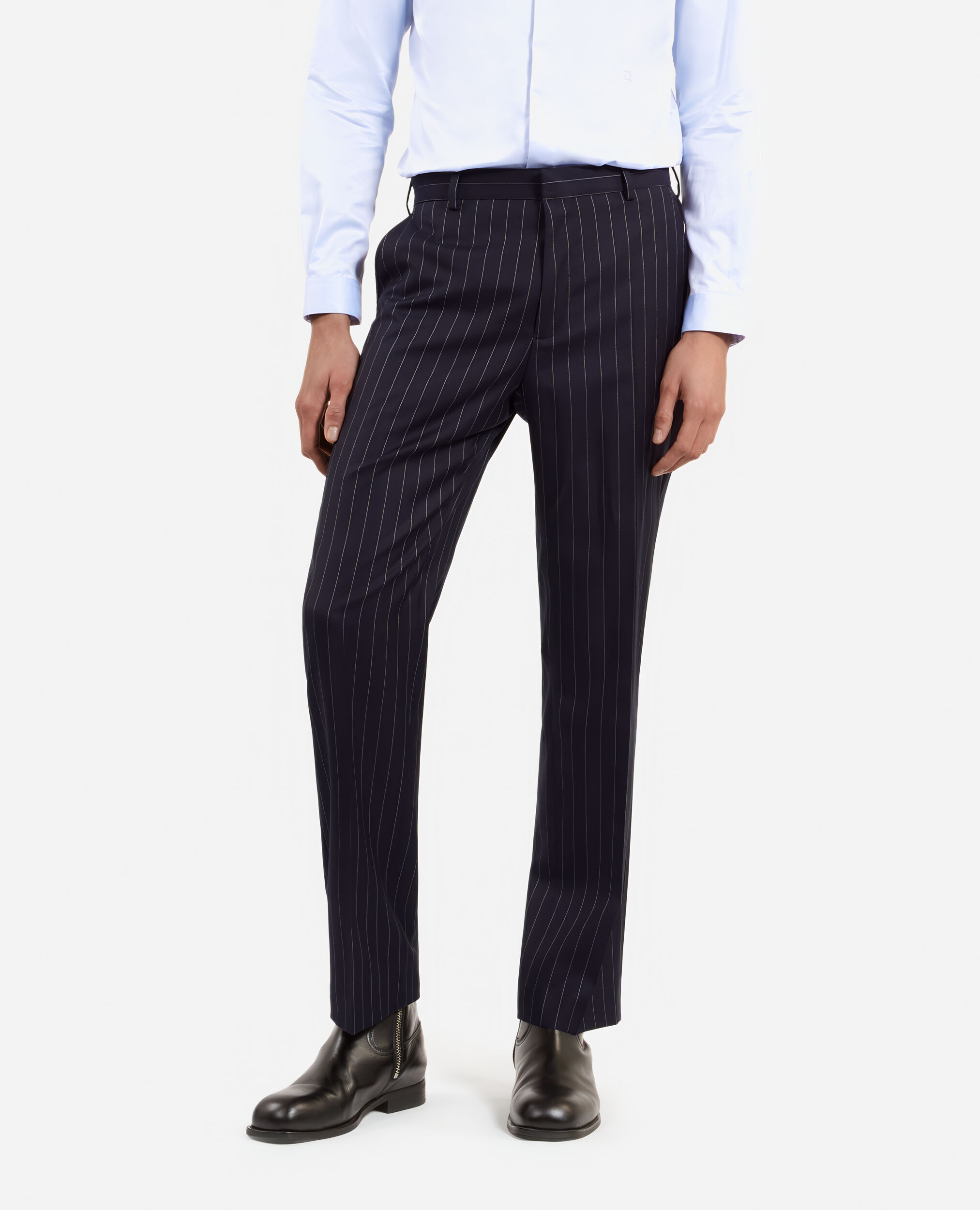 Pantalon de costume à rayures bleu foncé, DARK NAVY, hi-res image number null