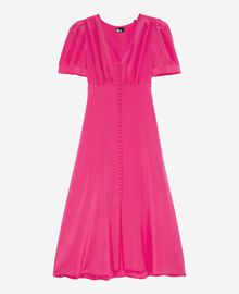 The Kooples FEMME FUSHIA robe longue avec boutonnage en soie rose