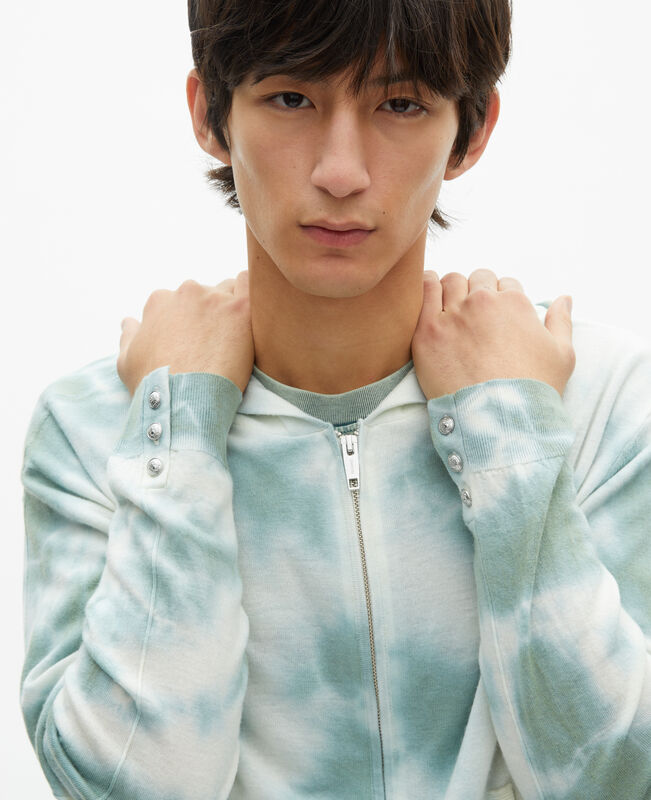 The Kooples HOMME KAKI / WHITE cardigan en laine mérinos tie and dye kaki