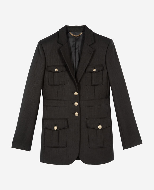 The Kooples FEMME BLACK veste tailleur style saharienne noire