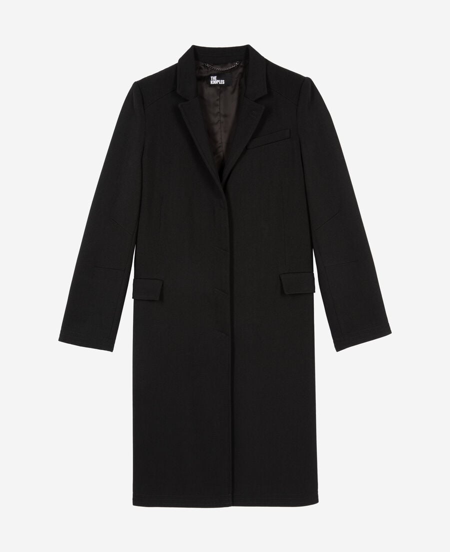 The Kooples WOMEN BLACK long black wool coat