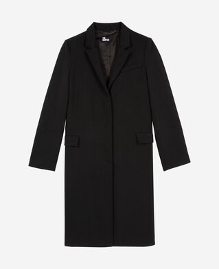 The Kooples WOMEN BLACK long black wool coat