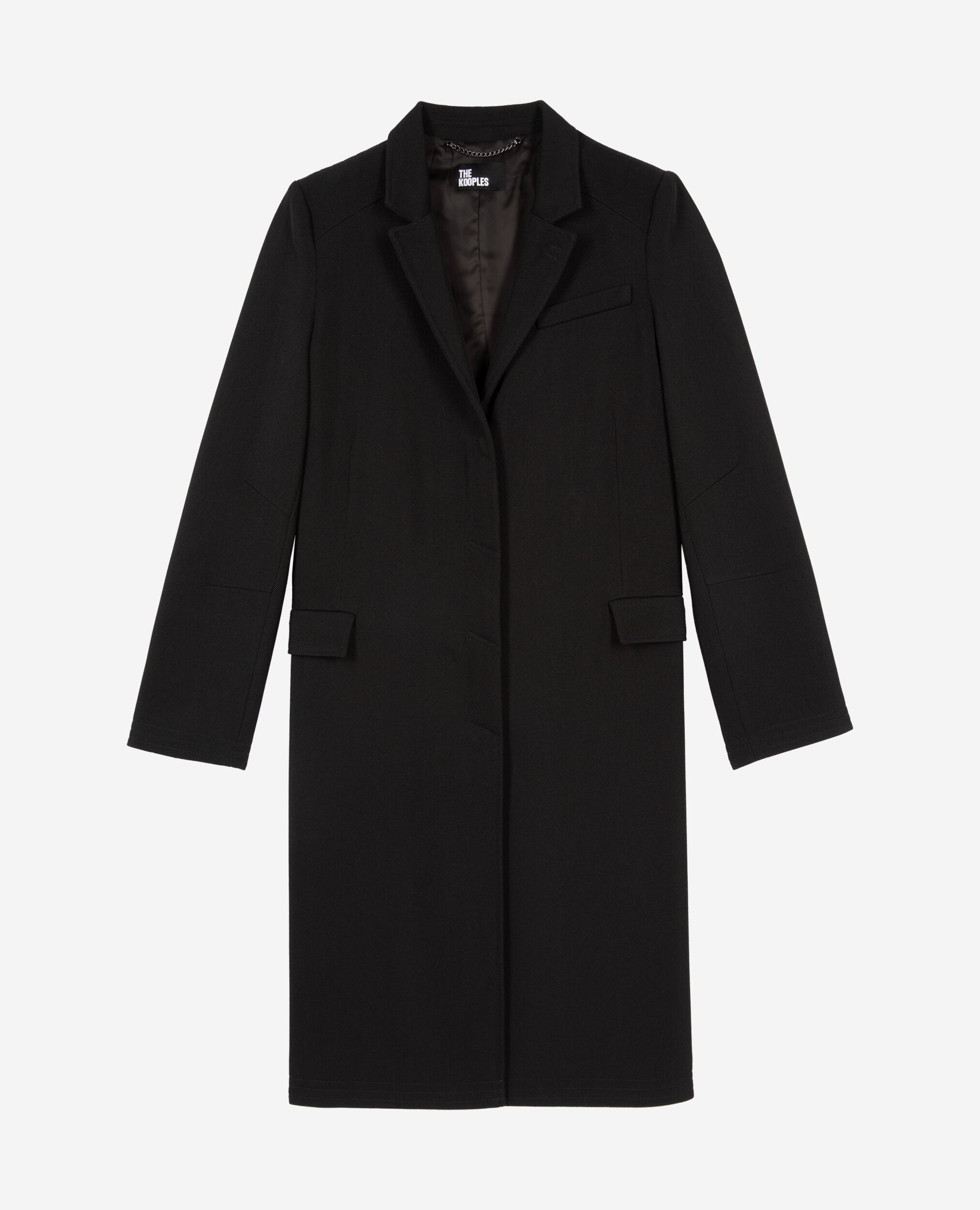 Manteau long en laine noir, BLACK, hi-res image number null