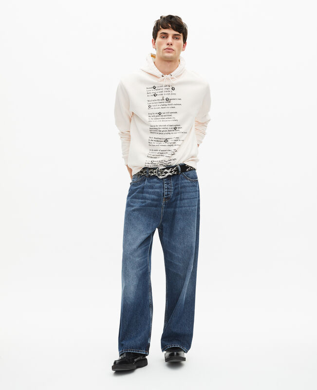 The Kooples HOMME ECRU sweatshirt à capuche avec sérigraphie écru