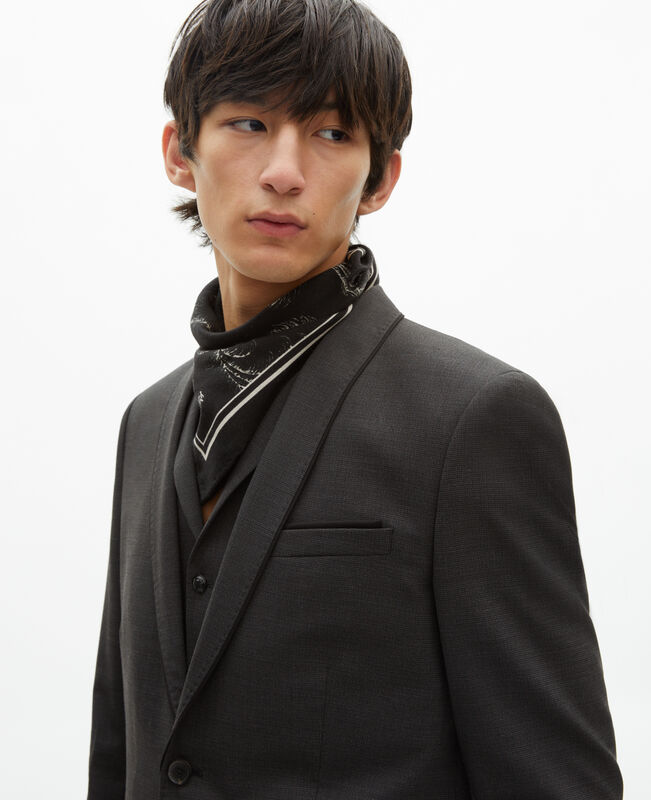 The Kooples HOMME BLACK GREY veste de costume en laine mélangée micro carreaux noire
