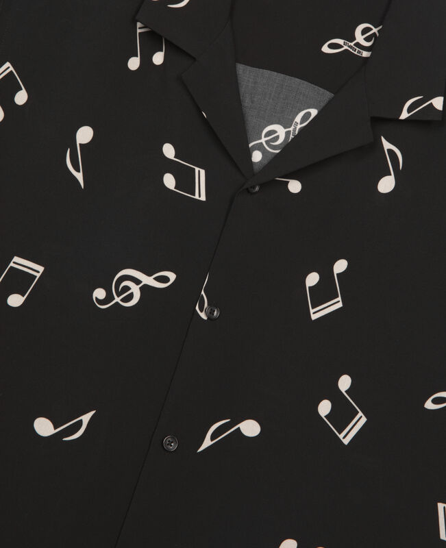 The Kooples HOMME BLACK WHITE chemise manches courtes imprimé musique