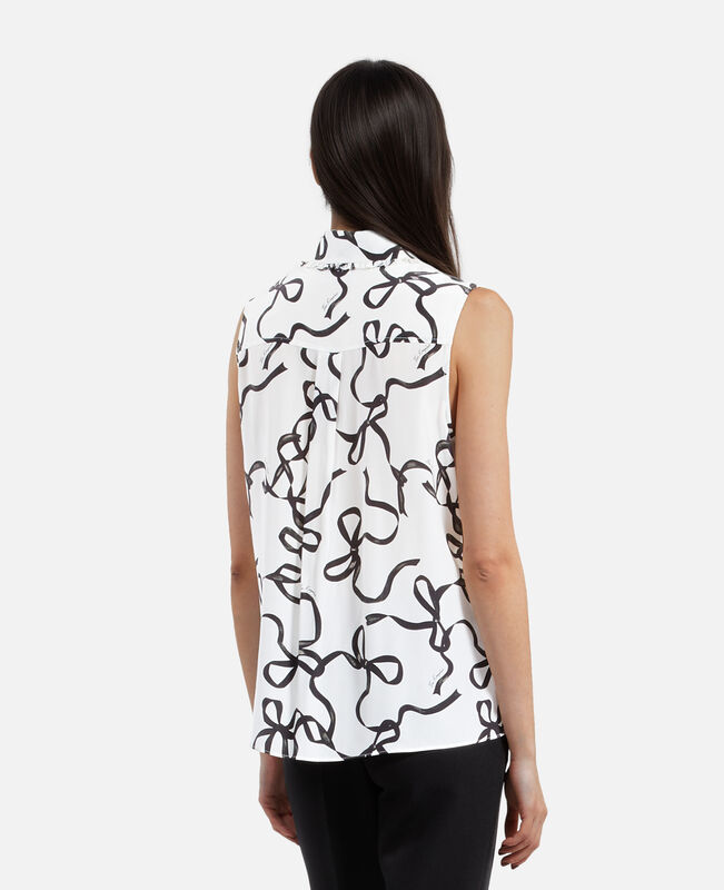 The Kooples FEMME WHITE / BLACK chemise en soie imprimé rubans