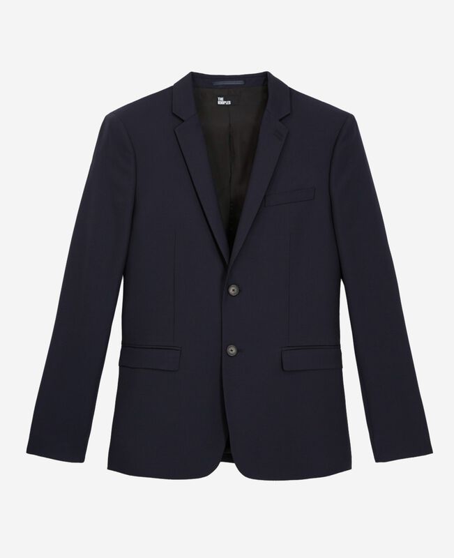 The Kooples HOMME DARK NAVY veste de costume en laine droite bleue
