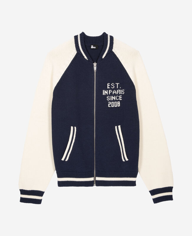 The Kooples HOMME DARK NAVY-ECRU cardigan teddy marine et écru