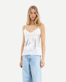 The Kooples FEMME SILVER caraco à sequins et dentelle argenté