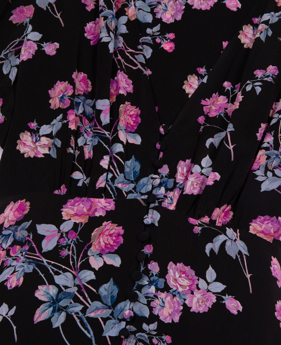The Kooples WOMEN BLACK / PINK black floral print long dress