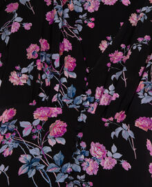 The Kooples FEMME BLACK / PINK robe longue imprimé fleuri noire