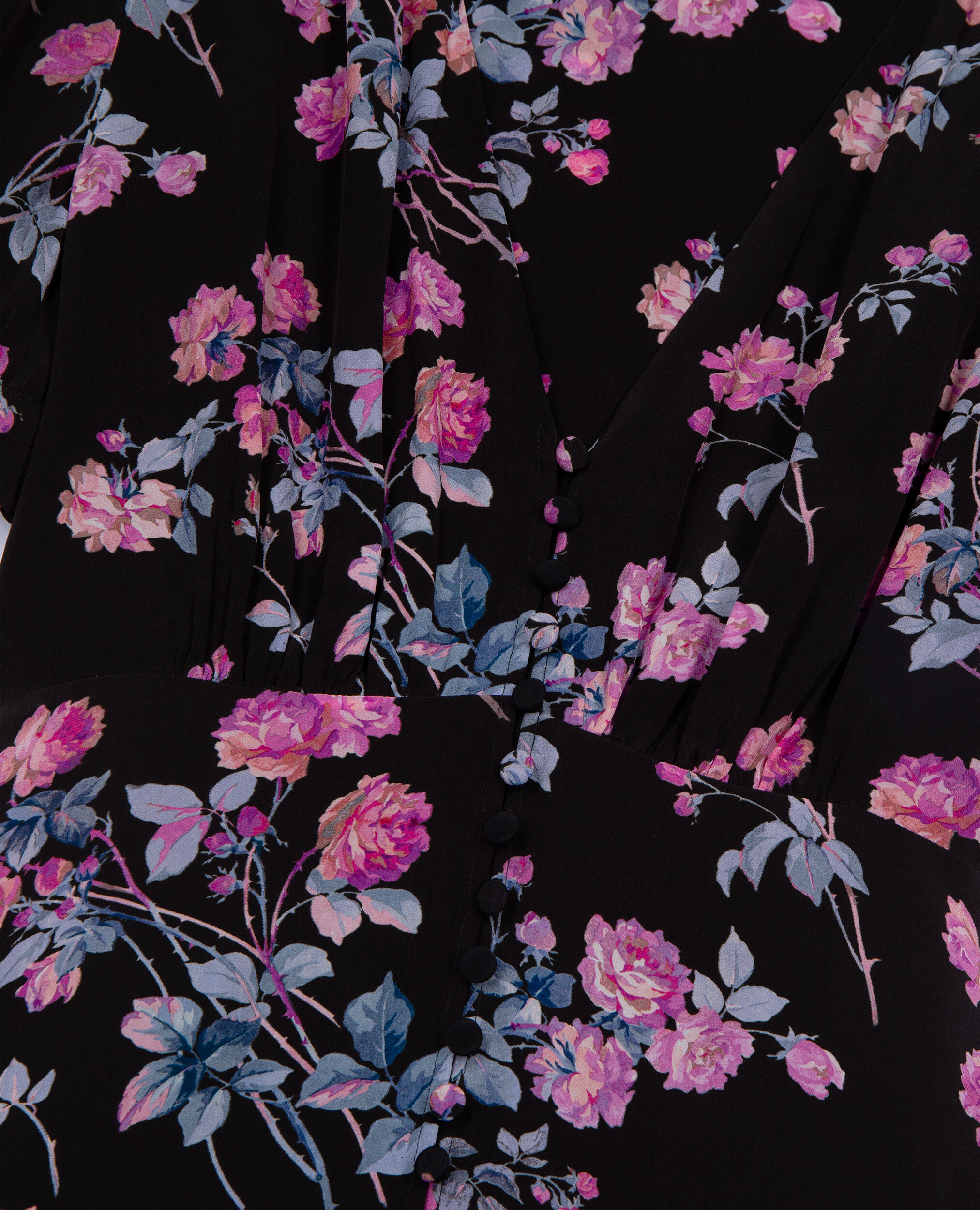 Robe longue imprimé fleuri noire, BLACK / PINK, hi-res image number null