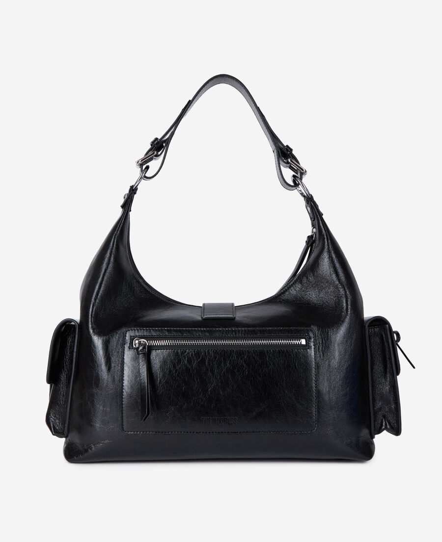 The Kooples FEMME BLACK sac amelia xl en cuir noir