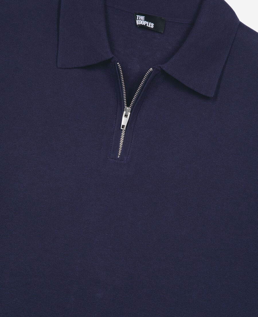 The Kooples HOMME NAVY polo en maille col zippé marine
