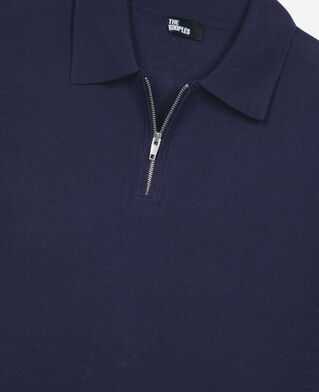 The Kooples HOMME NAVY polo en maille col zippé marine