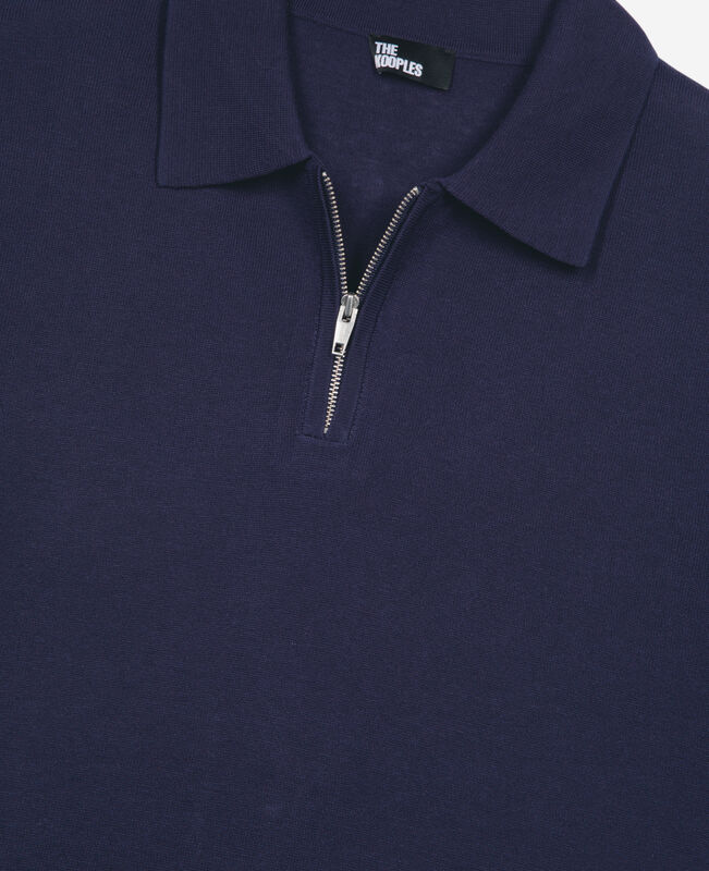 The Kooples HOMME NAVY polo en maille col zippé marine