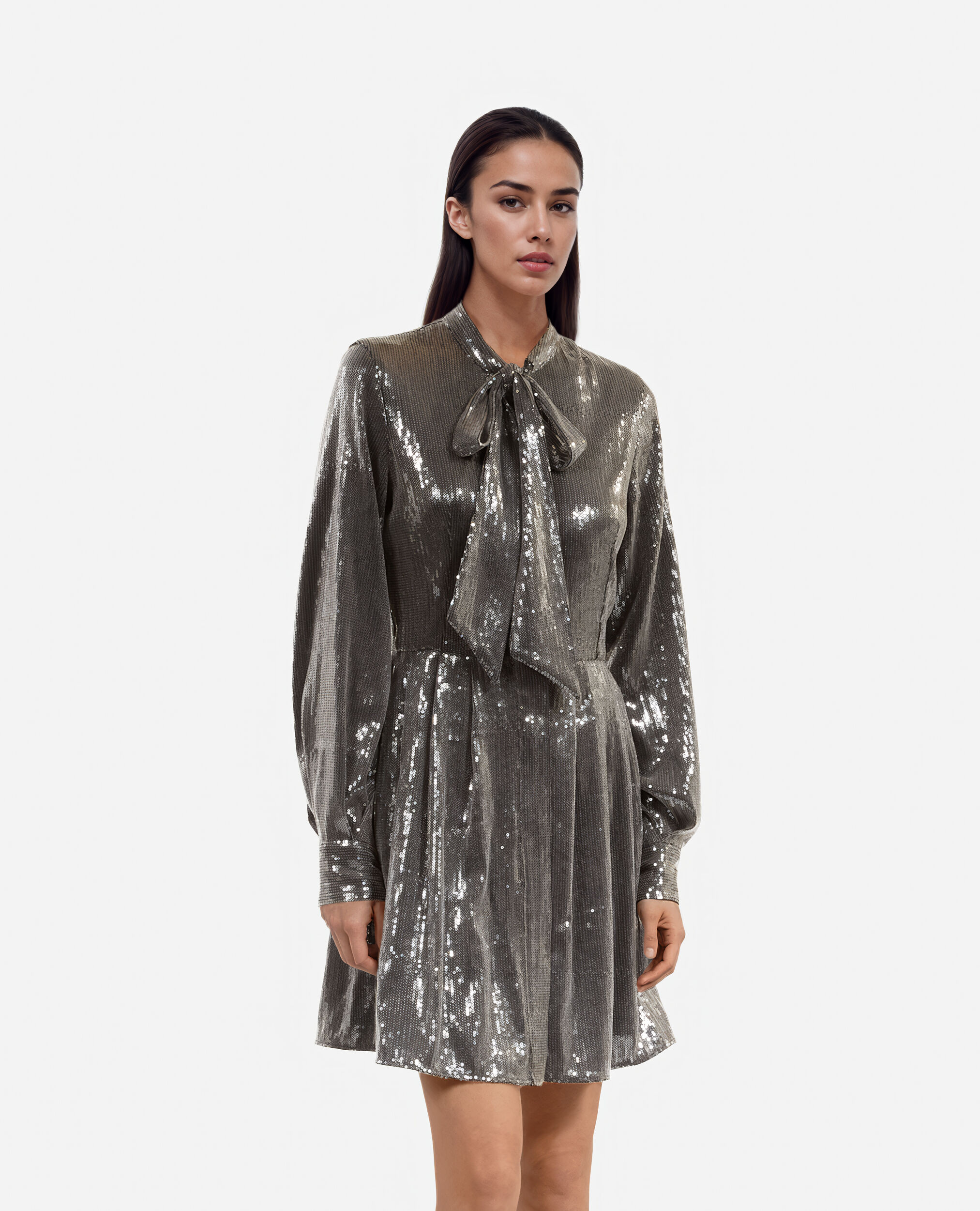 Robe courte à sequins grise, GREY, hi-res image number null
