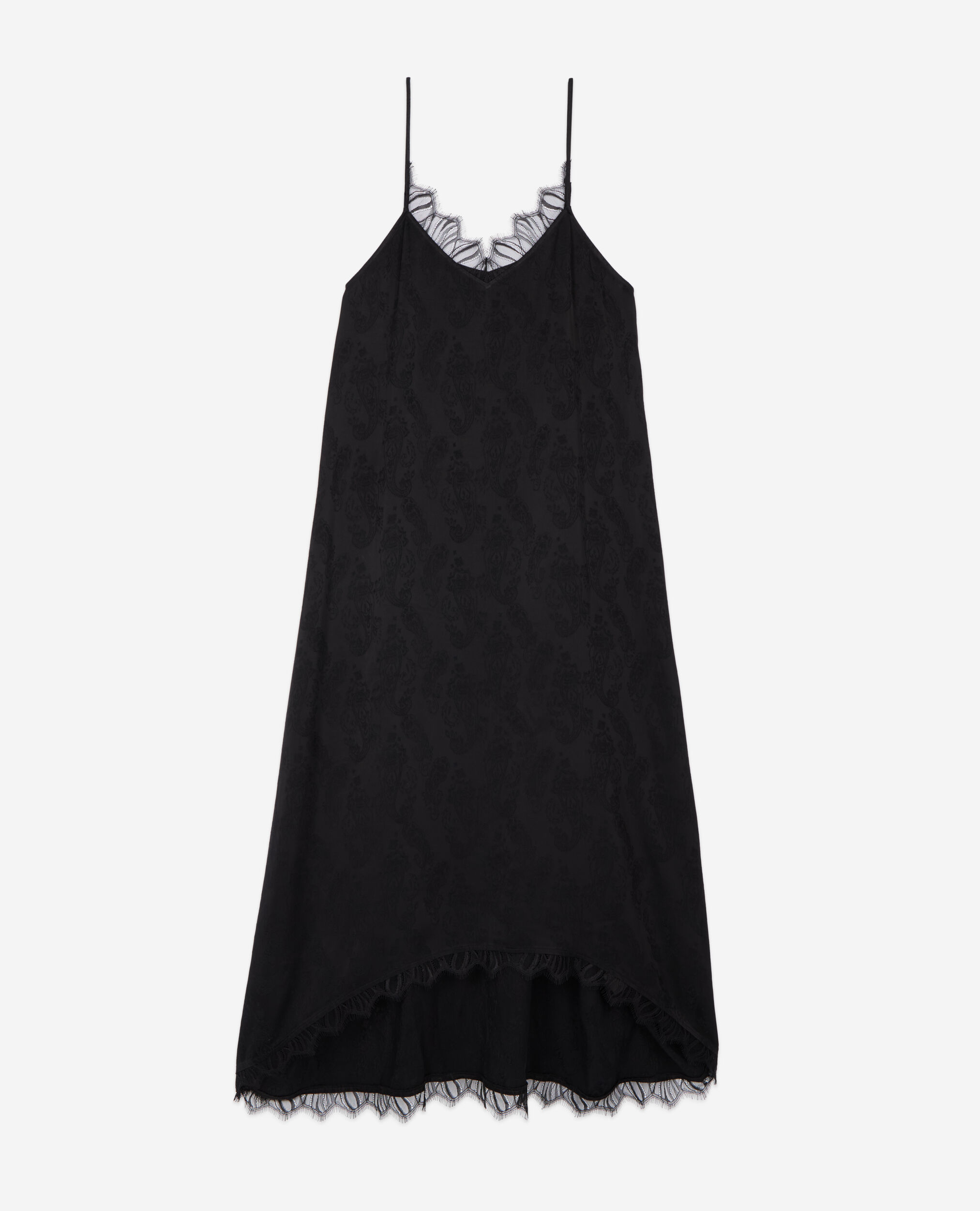 Robe nuisette longue jacquard noire, BLACK, hi-res image number null