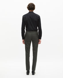 The Kooples HOMME KAKI pantalon de costume en laine kaki coupe ajustée