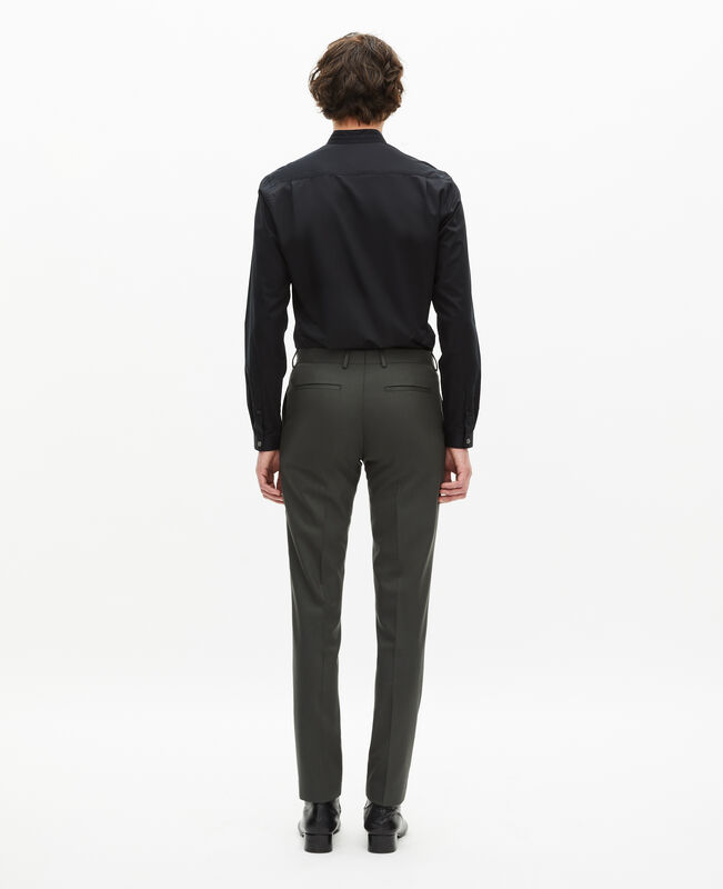 The Kooples HOMME KAKI pantalon de costume en laine kaki coupe ajustée