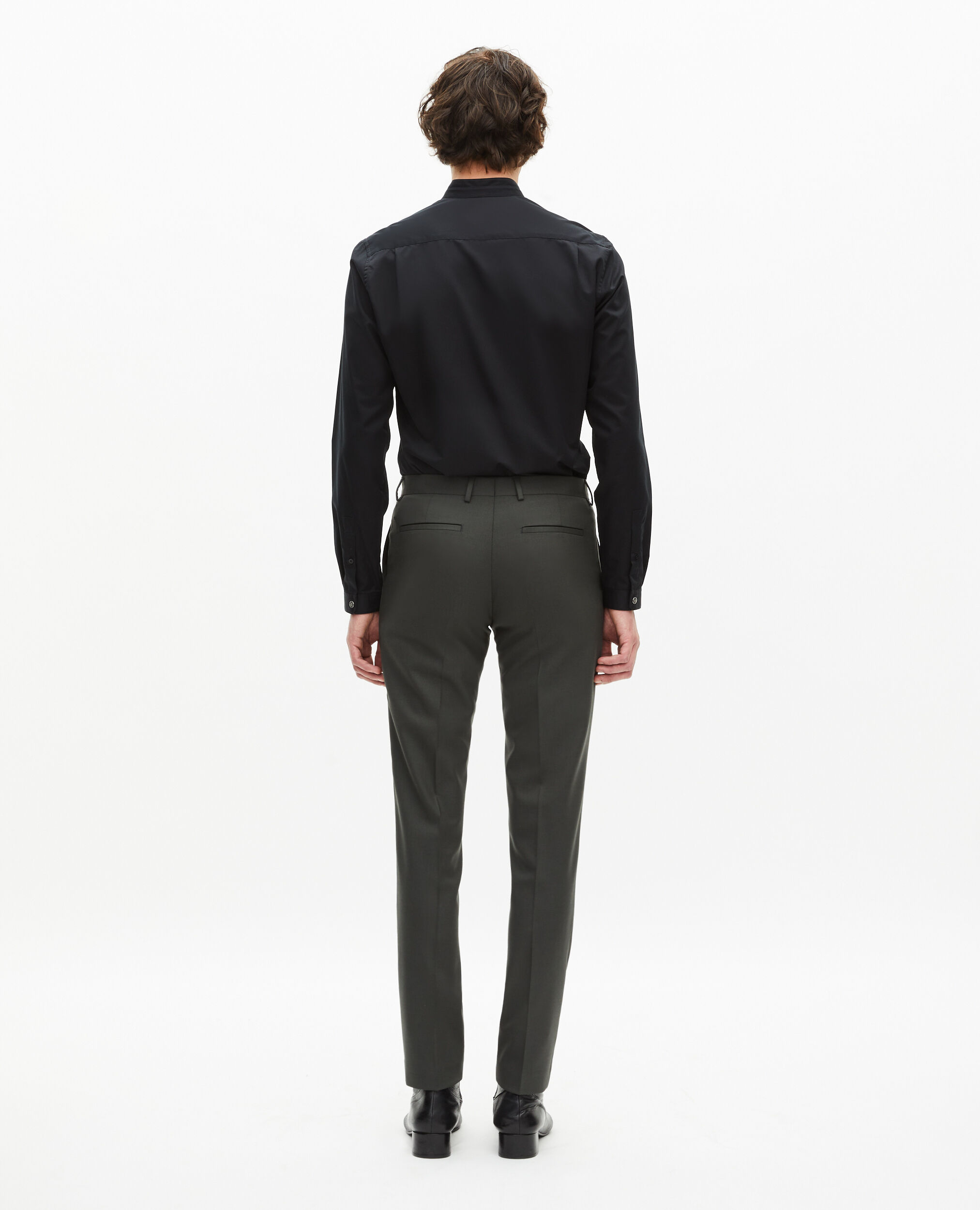 Pantalon de costume en laine kaki coupe ajustée, KAKI, hi-res image number null