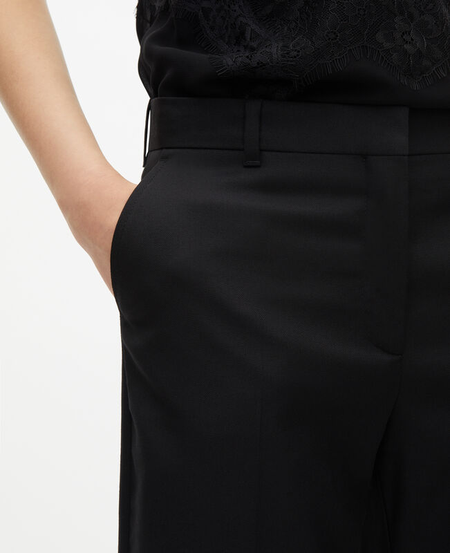 The Kooples FEMME BLACK pantalon tailleur en laine coupe droite noir 