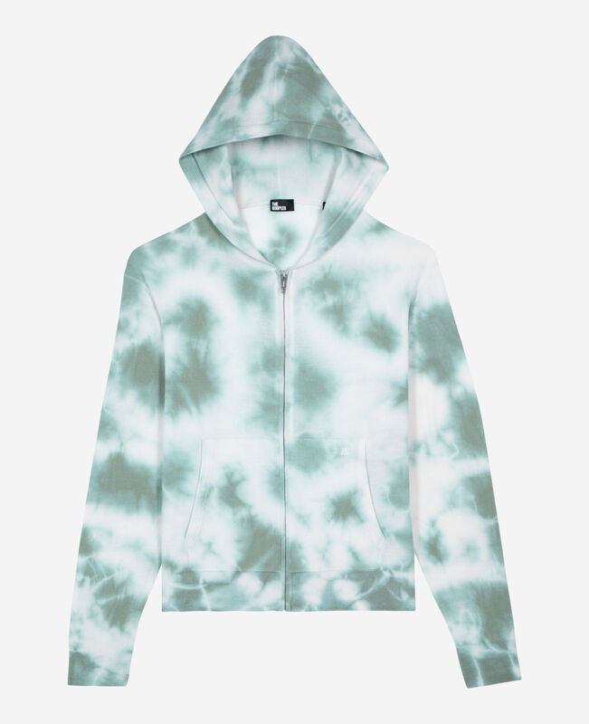 The Kooples HOMME KAKI / WHITE cardigan en laine mérinos tie and dye kaki