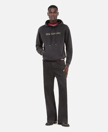 The Kooples HOMME BLACK WASHED sweatshirt logo à capuche noir