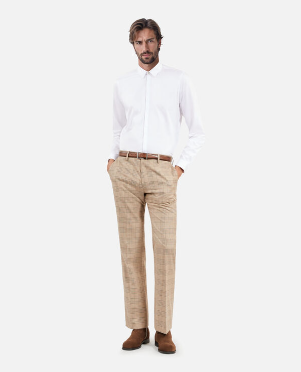 The Kooples HOMME BEIGE-BROWN pantalon de costume prince de galles beige