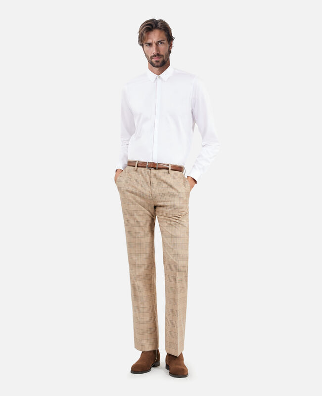 The Kooples HOMME BEIGE-BROWN pantalon de costume prince de galles beige