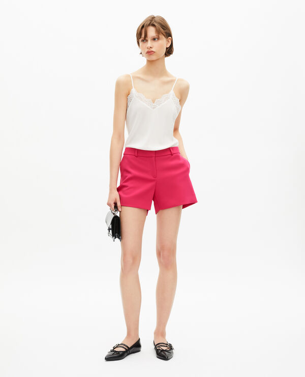 The Kooples FEMME PINK short tailleur rose en crêpe