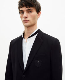 The Kooples HOMME BLACK veste droite en laine piquée noire