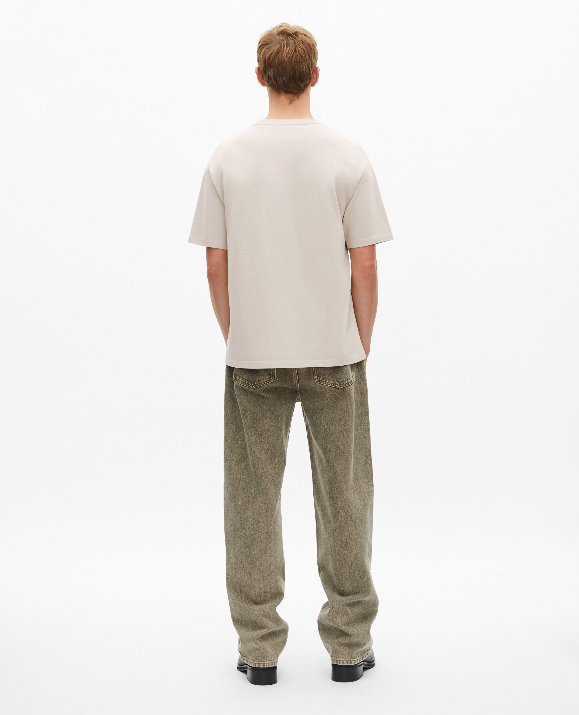 T-shirt avec broderie logo beige, BEIGE GREY, hi-res image number null