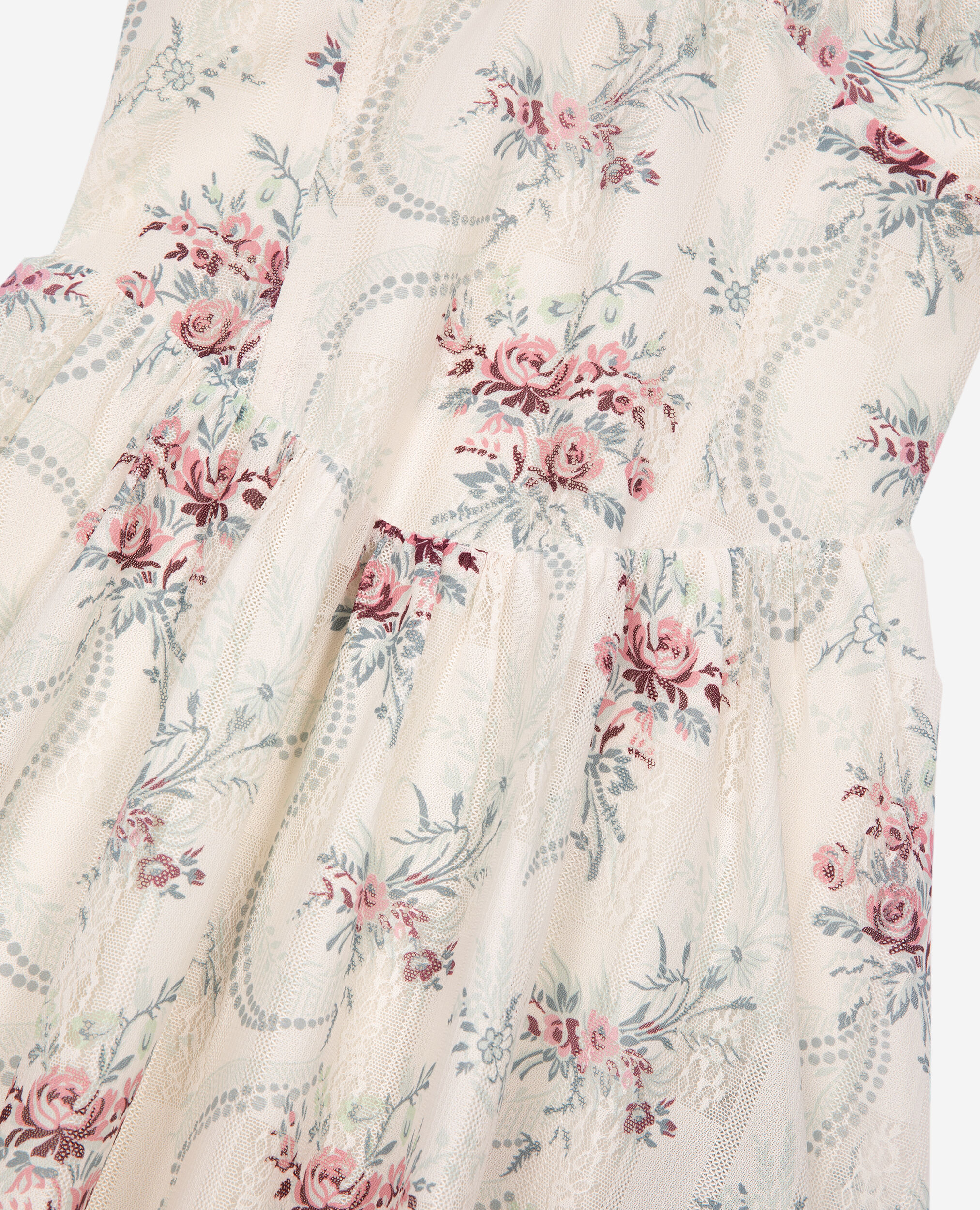 Robe courte imprimé fleuri blanche, OFF WHITE / PINK, hi-res image number null