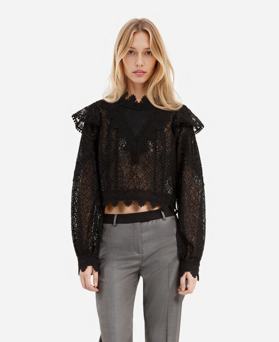 The Kooples WOMEN BLACK black lace top