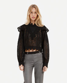 The Kooples FEMME BLACK top en dentelle noire