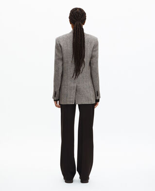 The Kooples WOMEN GREY grey wool and linen tailored jacket