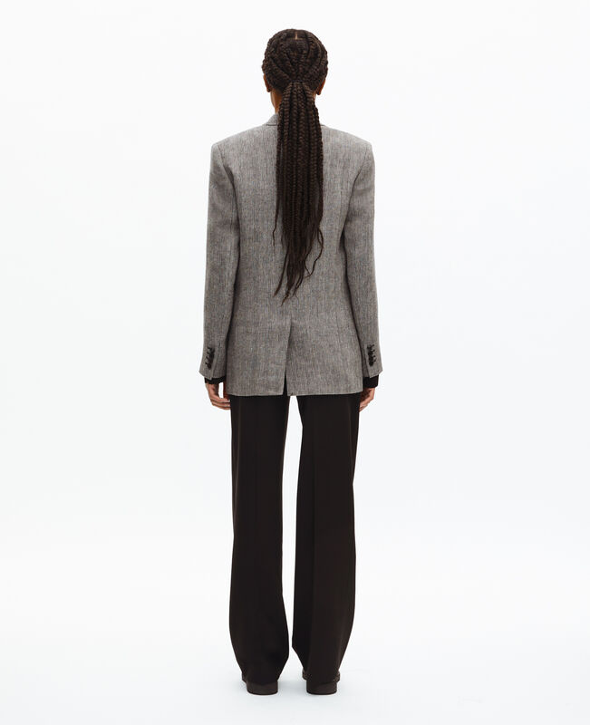 The Kooples FEMME GREY veste tailleur en laine et lin grise