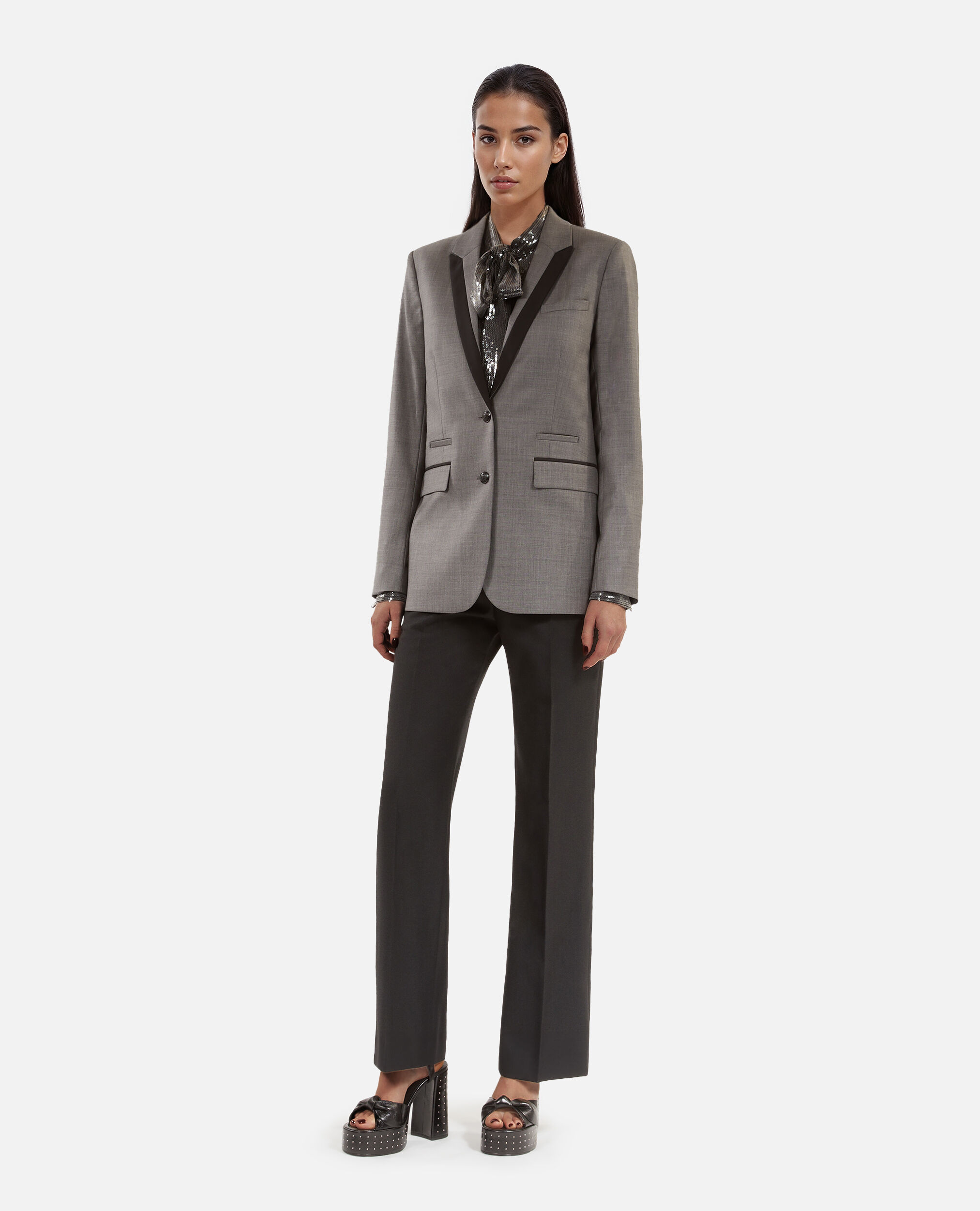 Veste tailleur droite grise, DARK GREY, hi-res image number null