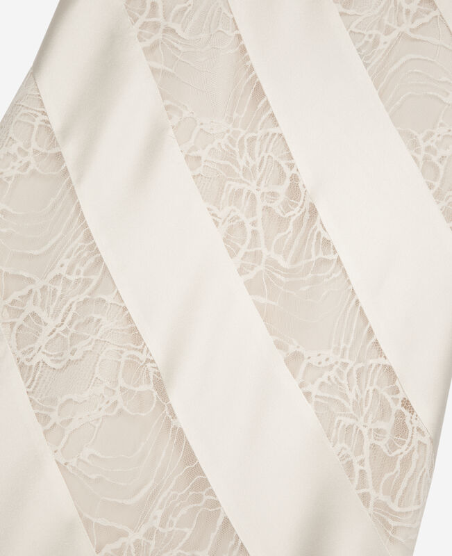 The Kooples FEMME ECRU robe nuisette longue en soie et dentelle écrue